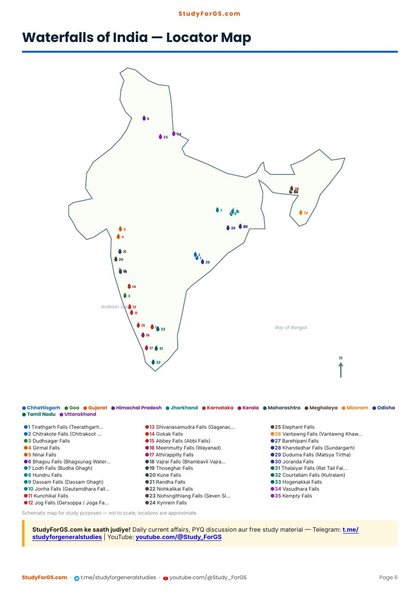 Waterfalls of India - India locator map